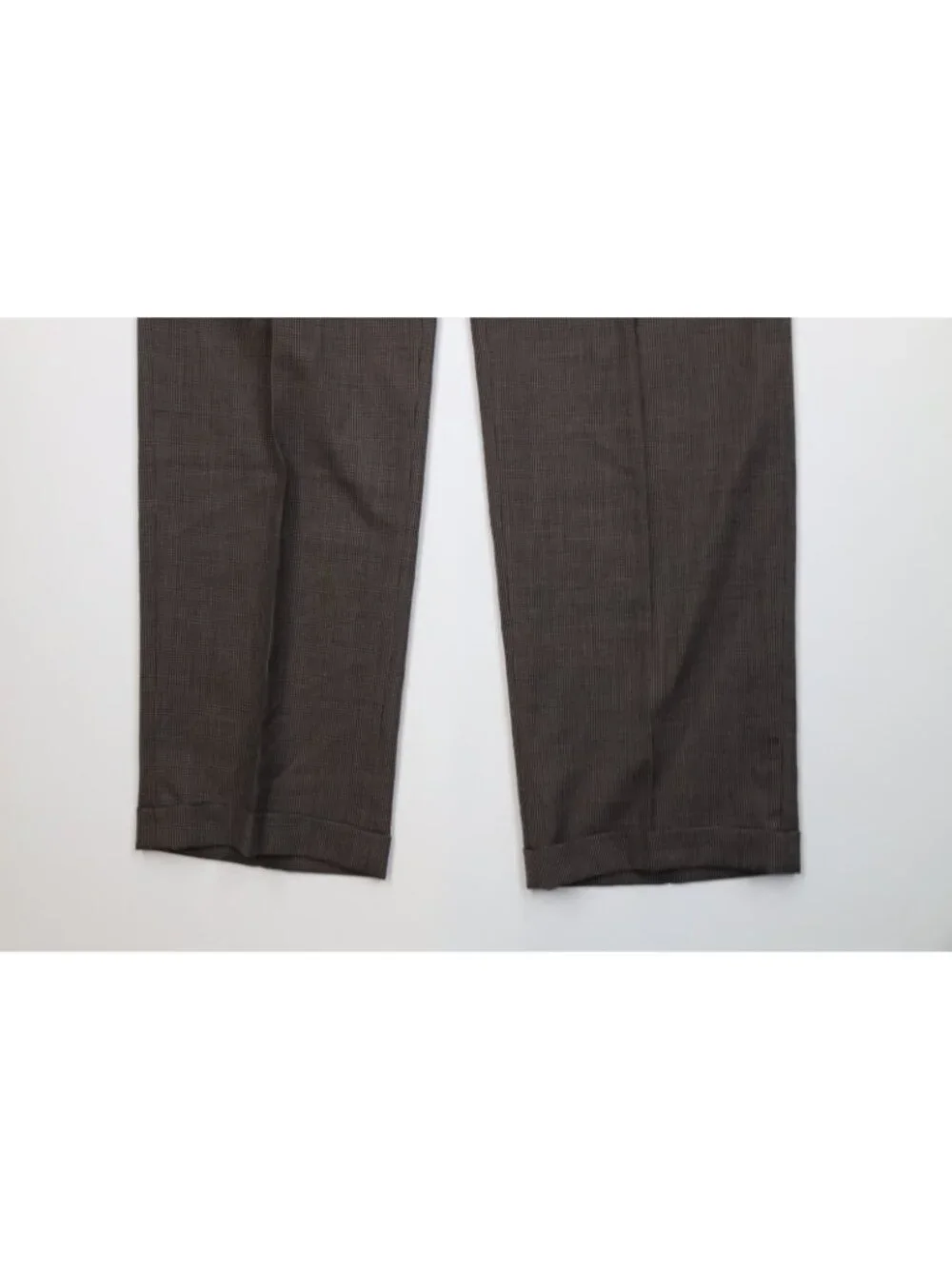 Vtg 70s Mens 40L 2 Piece Wool Houndstooth Suit Wedding Brown Wide Leg 32x33 USA